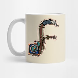 Letter F Manicule W 14C Maastricht Psalter parody Mug